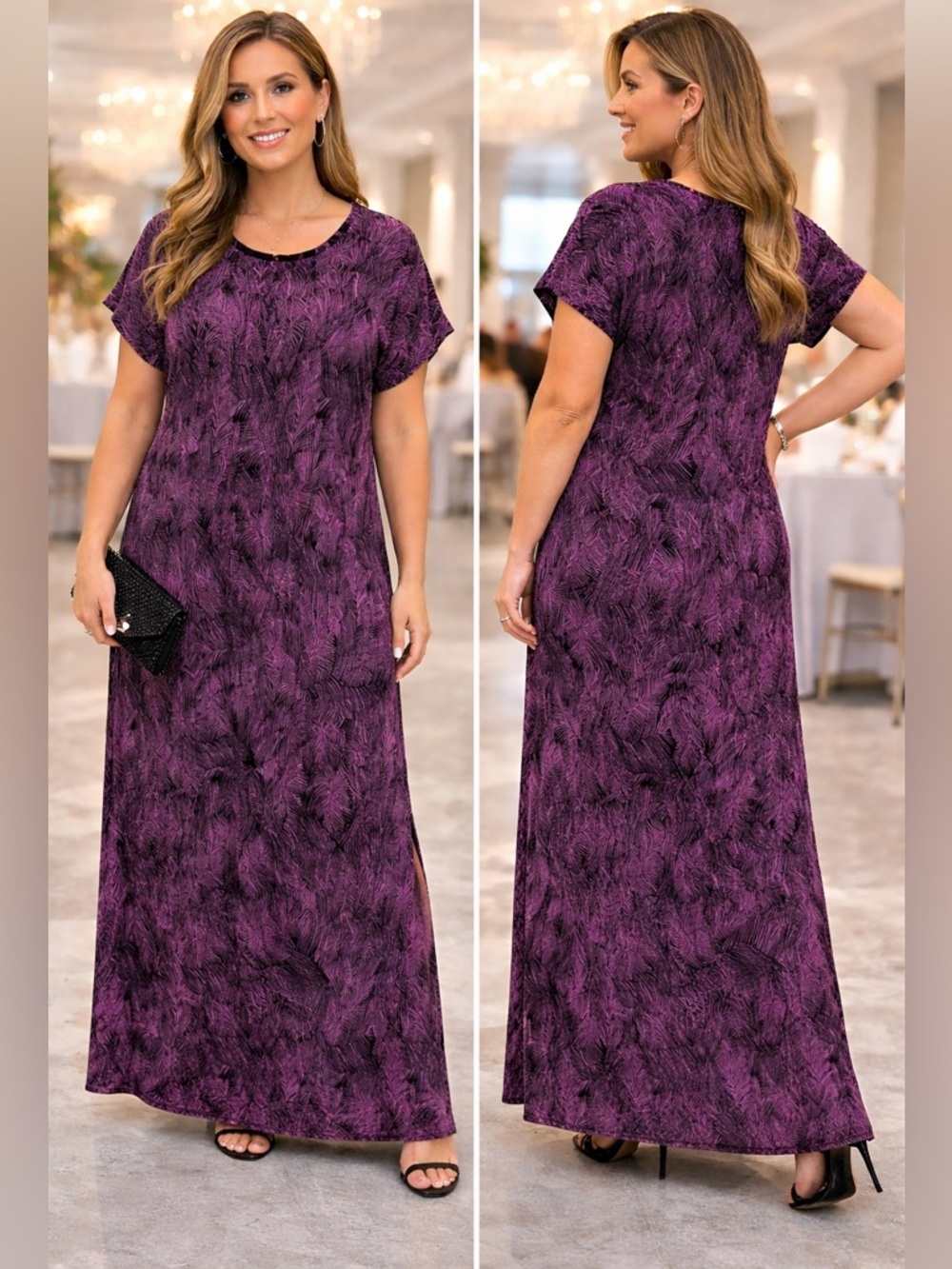 Shift Dress Purple , Black  Bohemian